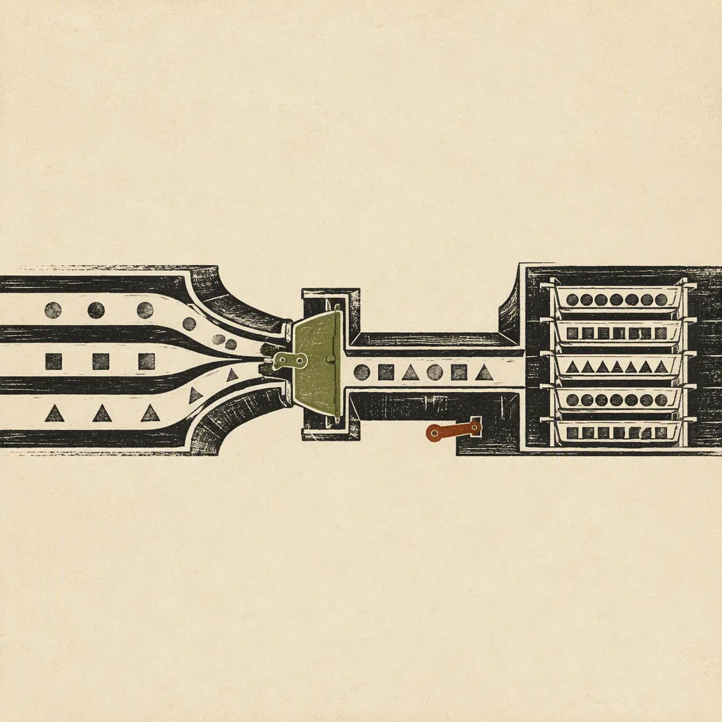 Olive and charcoal server components connected on a warm beige background